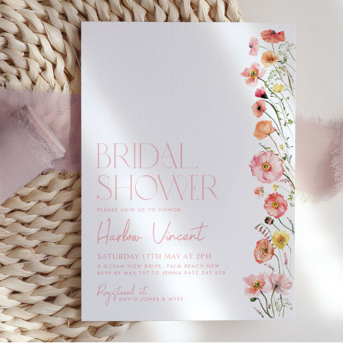 Floral Bridal Shower Invitation Wildflowers Modern