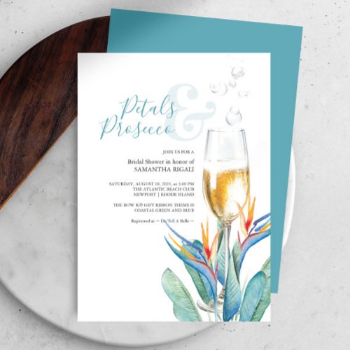 Floral Bridal Shower Invitations Petals  Prosecco