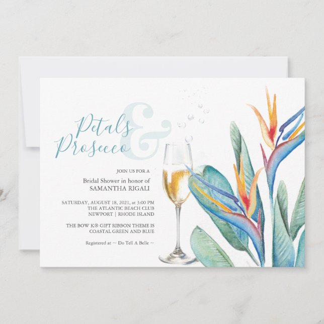 Floral Bridal Shower Invitations Petals & Prosecco (Front)