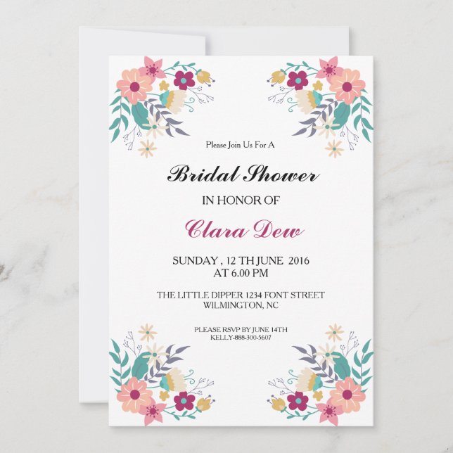 Floral Bridal Shower Invitaton Invitation (Front)