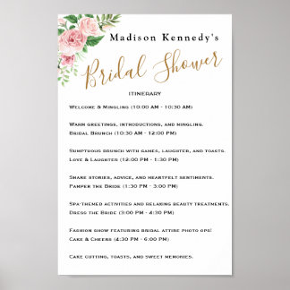 Floral Bridal Shower Itinerary 🌸 Plan Poster