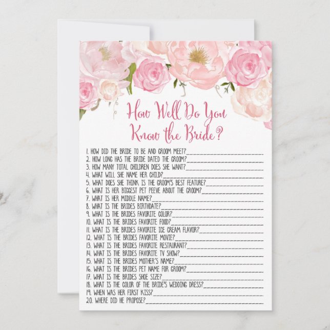 Floral Bridal Shower Know the Bride (Front)