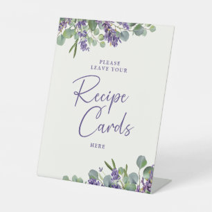 Floral Bridal Shower Leave Your Recipe Here Pedestal Sign