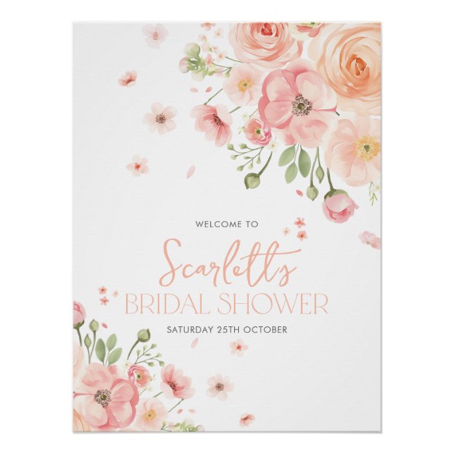 Floral Bridal Shower Love In Bloom Bright Welcome Poster (Front)