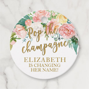 Floral Bridal Shower Mini Champagne Favor Tags