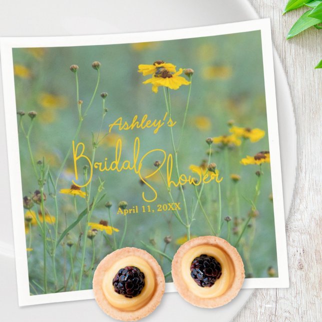 Floral Bridal Shower Minimalist Yellow Wildflower Napkins (Creator Uploaded)