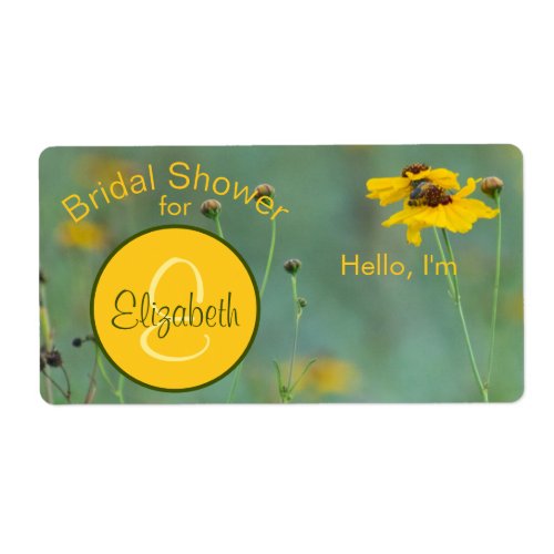 Floral Bridal Shower Monogram Paper Label Name Tag