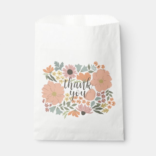 Floral Bridal Shower or Wedding Favor Bags (Front)