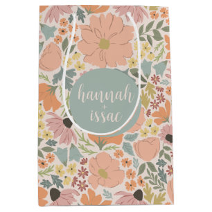 Floral Bridal Shower or Wedding Medium Gift Bag