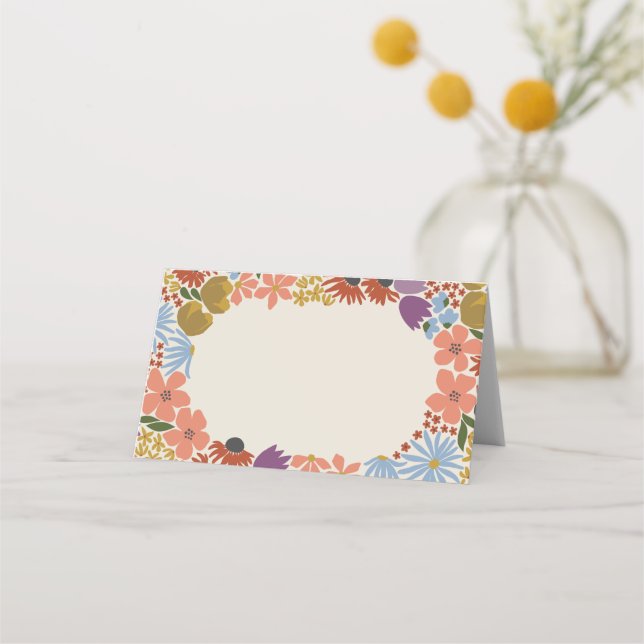 Floral Bridal Shower or Wedding Place Card (Front)