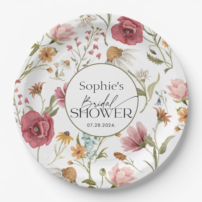 Floral Bridal Shower  Paper Plates (Front)