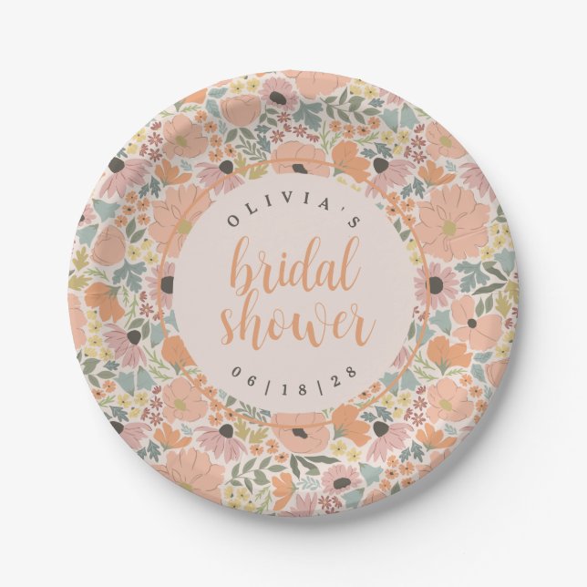 Floral Bridal Shower Paper Plates (Front)