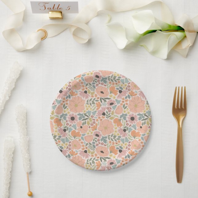 Floral Bridal Shower Paper Plates (Wedding)