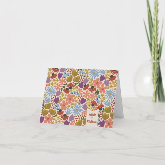 Floral Bridal Shower Personalized  Thank You Card (Front)