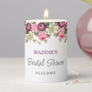 Floral   Bridal Shower Pillar Candle