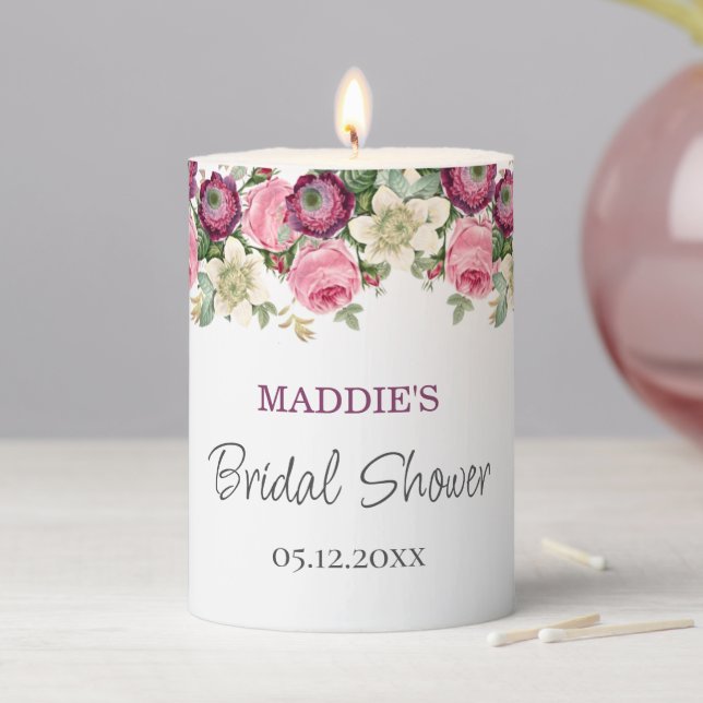 Floral | Bridal Shower Pillar Candle (In Situ)