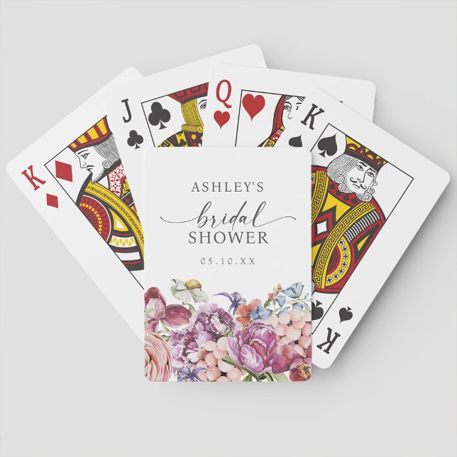 Floral Bridal Shower Poker Cards (Jewel Tone Colorful Floral Bridal Shower Poker Cards by Painted Paperie
)