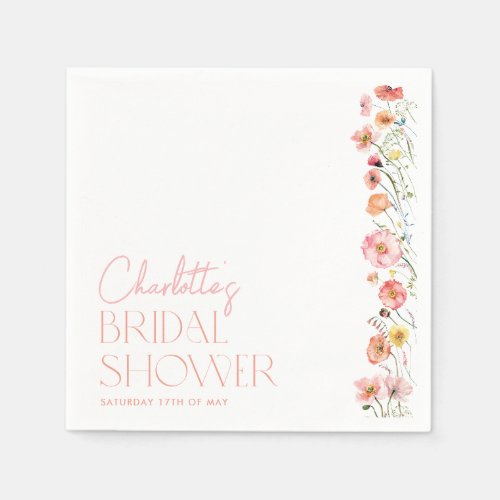 Floral Bridal Shower Poppy Wildflower Napkins