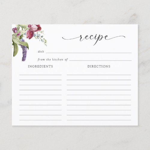 Floral Bridal Shower Recipe Cards