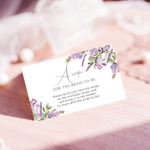Floral Bridal Shower Recipe Request Enclosure Card