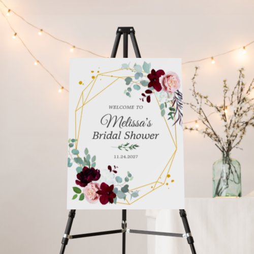 Floral Bridal Shower Script Geometric Welcome Foam Board