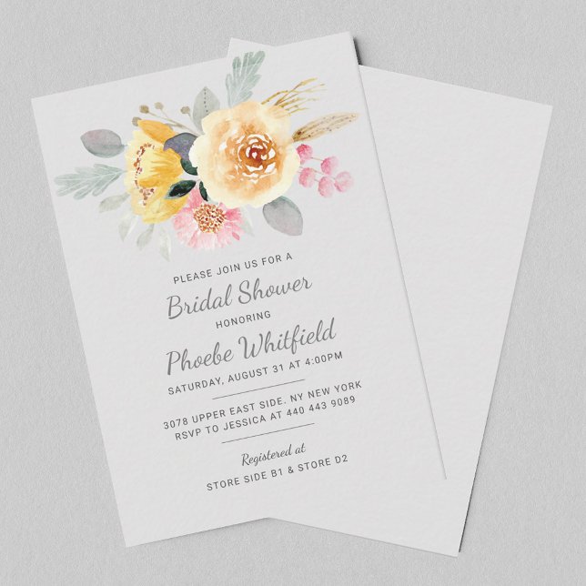 Floral Bridal Shower Script Watercolor Botanical Note Card (Floral Bridal Shower Script Watercolor Botanical Note Card)