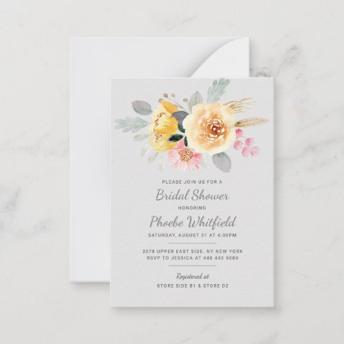 Floral Bridal Shower Script Watercolor Botanical Note Card
