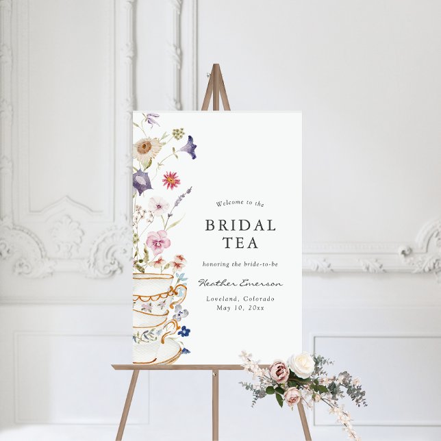 Floral Bridal Shower Sign (Tea Party Floral Bridal Shower Sign by Painted Paperie
)