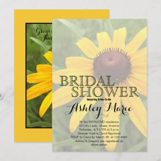 Floral Bridal Shower Single Rudbeckia Photo Custom Invitation