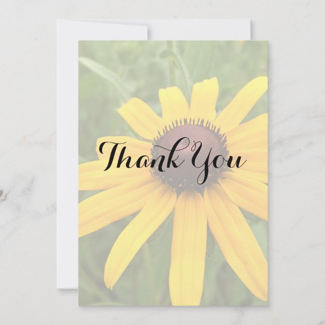 Floral Bridal Shower Single Rudbeckia Photo Custom Thank You Card (Front)