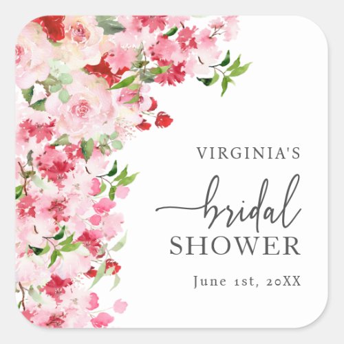 Floral Bridal Shower Square Sticker