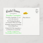Floral Bridal Shower Sunflower Yellow Flower Green Invitation Postcard (Back)