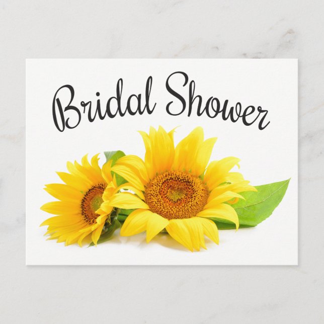 Floral Bridal Shower Sunflower Yellow Flower Green Invitation Postcard (Front)