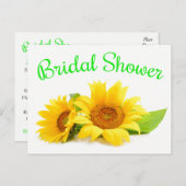 Floral Bridal Shower Sunflower Yellow Green Flower Invitation Postcard (Front/Back)