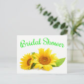 Floral Bridal Shower Sunflower Yellow Green Flower Invitation Postcard (Standing Front)