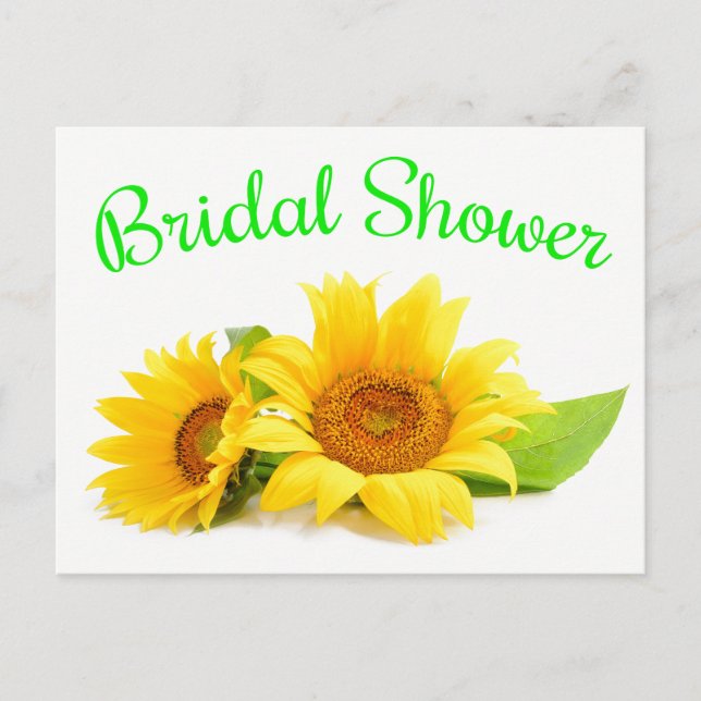 Floral Bridal Shower Sunflower Yellow Green Flower Invitation Postcard (Front)