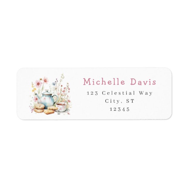Floral Bridal Shower Tea Party Address Label (Front)