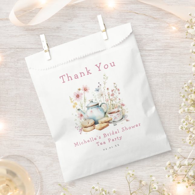 Floral Bridal Shower Tea Party Favor Bag (Clipped)
