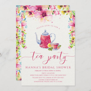 Floral Bridal Shower Tea Party Invitation