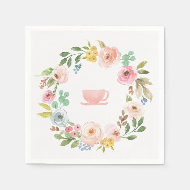 Floral Bridal Shower Tea Party Napkins (Front)