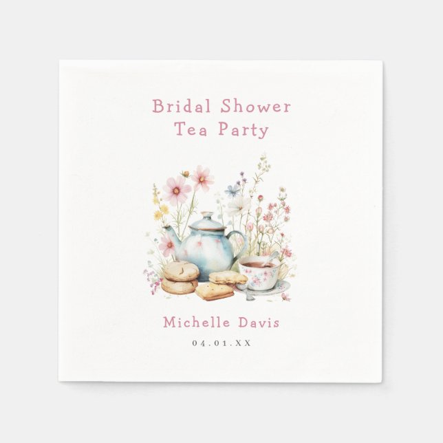 Floral Bridal Shower Tea Party Napkins (Front)