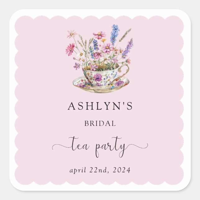 Floral Bridal Shower Tea Party Stickers (Front)
