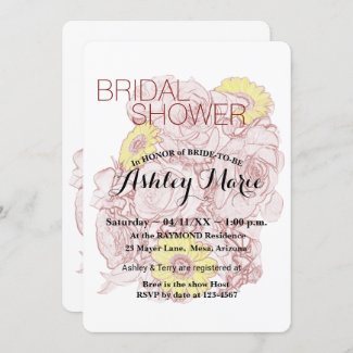 Floral Bridal Shower Terra Cotta Bouquet Outline