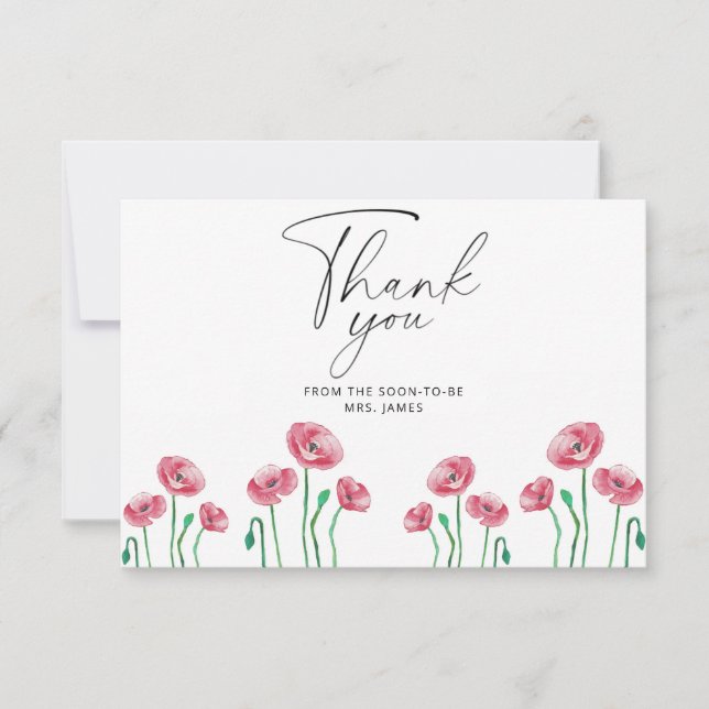 Floral bridal shower thank you card (Front)