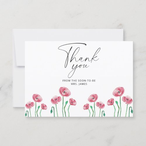 Floral bridal shower thank you card