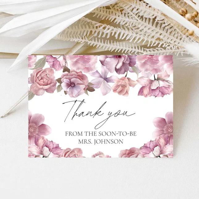 Floral Bridal Shower Thank You Card | Zazzle
