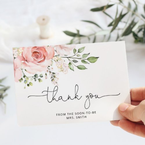Floral bridal shower thank you card