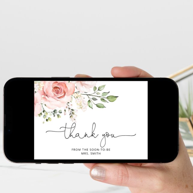 Floral bridal shower thank you card (Front Digital)