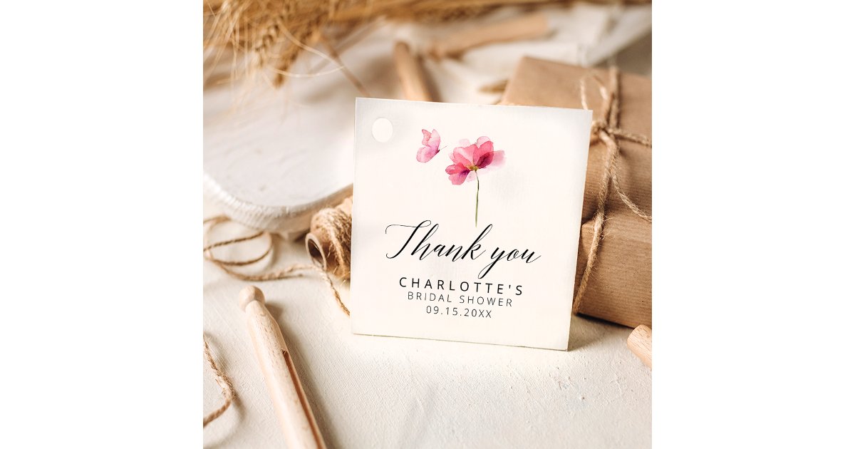 Floral Bridal Shower Thank You Favor Tags | Zazzle