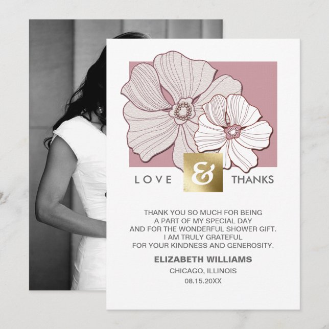 Floral Bridal Shower Thank You Photo Cards (Front/Back)